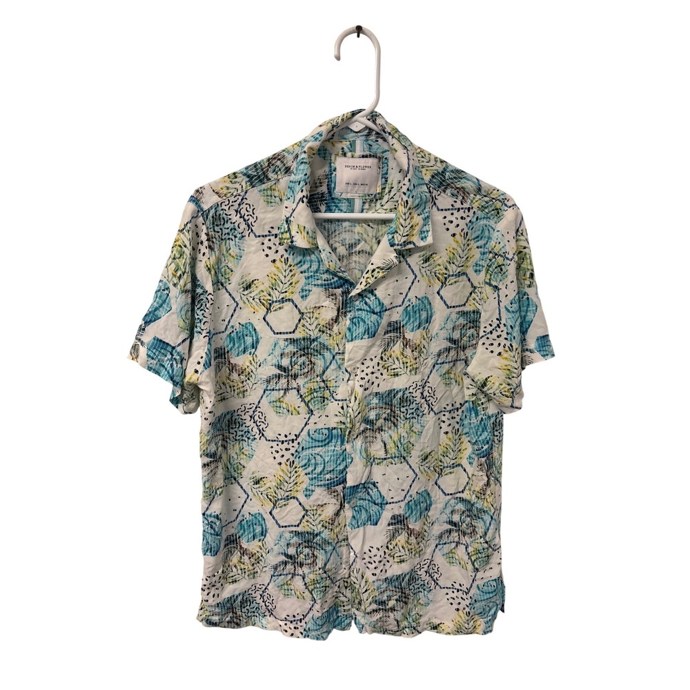 Tropical Resort Coastal Dadcore Camp Collar Beach Shirt Summer Vacation Size LG